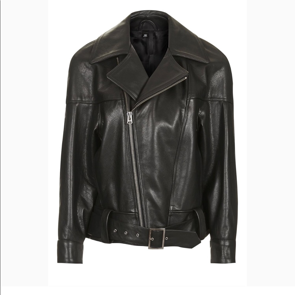 Oversized Leather Moto Bomber - image 1